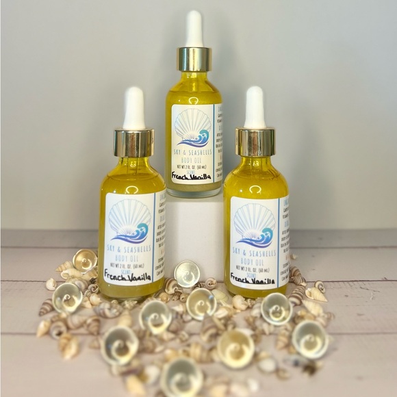 LAST ONE Hand Crafted “French Vanilla” Shimmering Body Oil by Sky & Seashells - Picture 1 of 4
